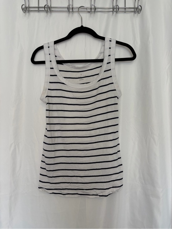 Caslon Tops - Caslon White & Navy Striped Scoop Neck Tank​